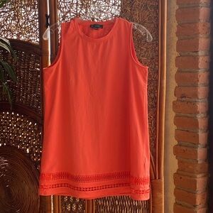 DG2 Diane Gilman Vibrant Orange 
Aztec Lace Trim Top